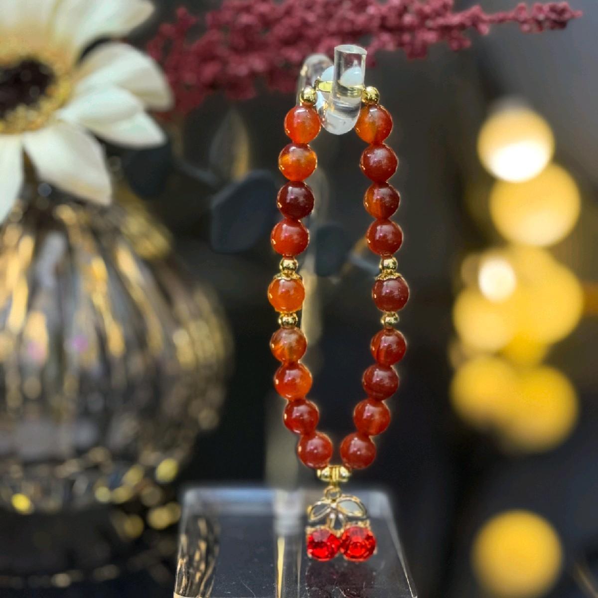 Carnelian Crystal with White Tridacna Shell Handmade Beaded Bracelet