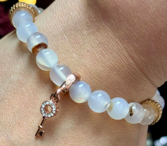 Flower Agate Handmade Beaded Bracelet
