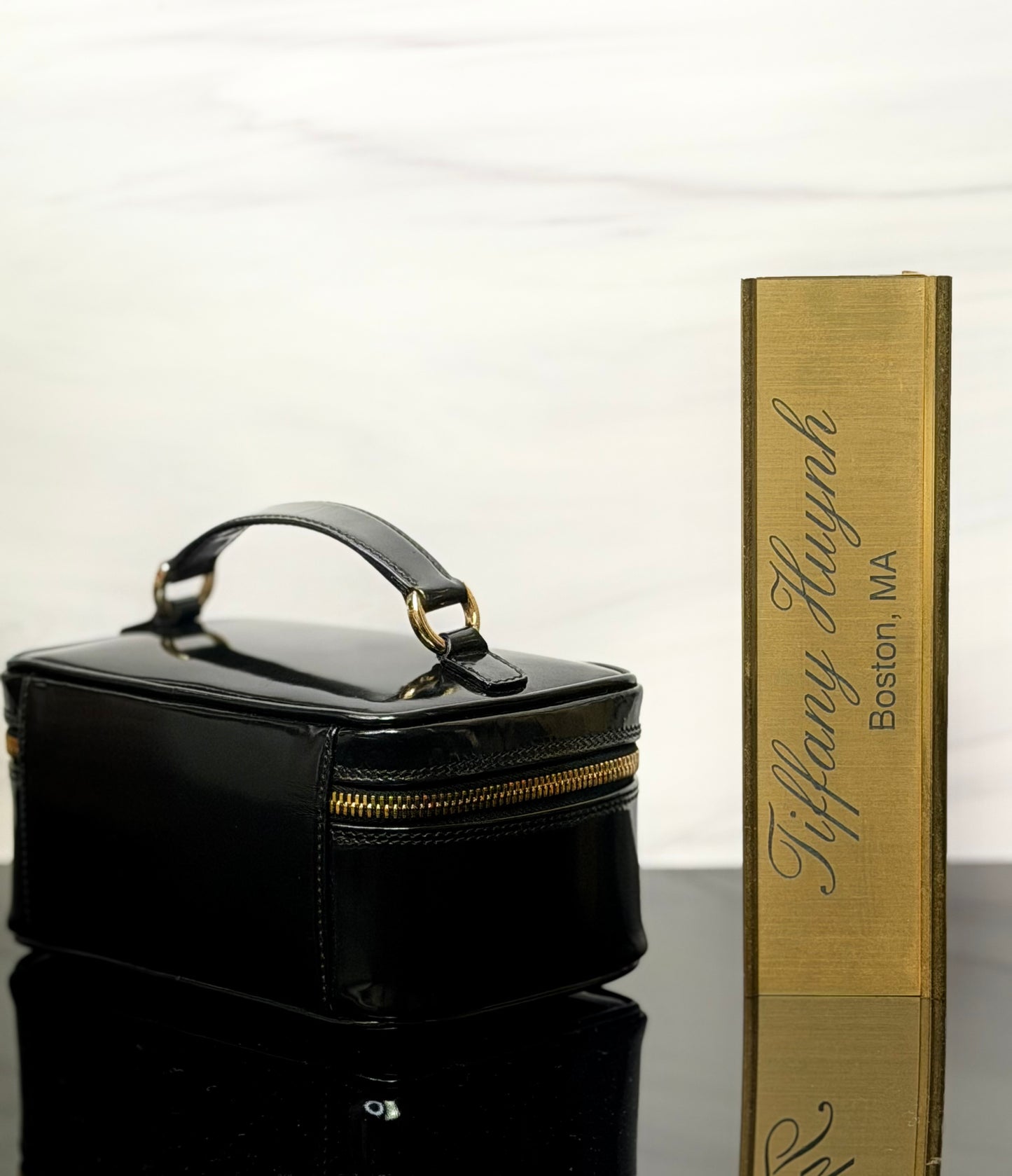 Authentic Gucci Patent Leather Bamboo Vanity Case