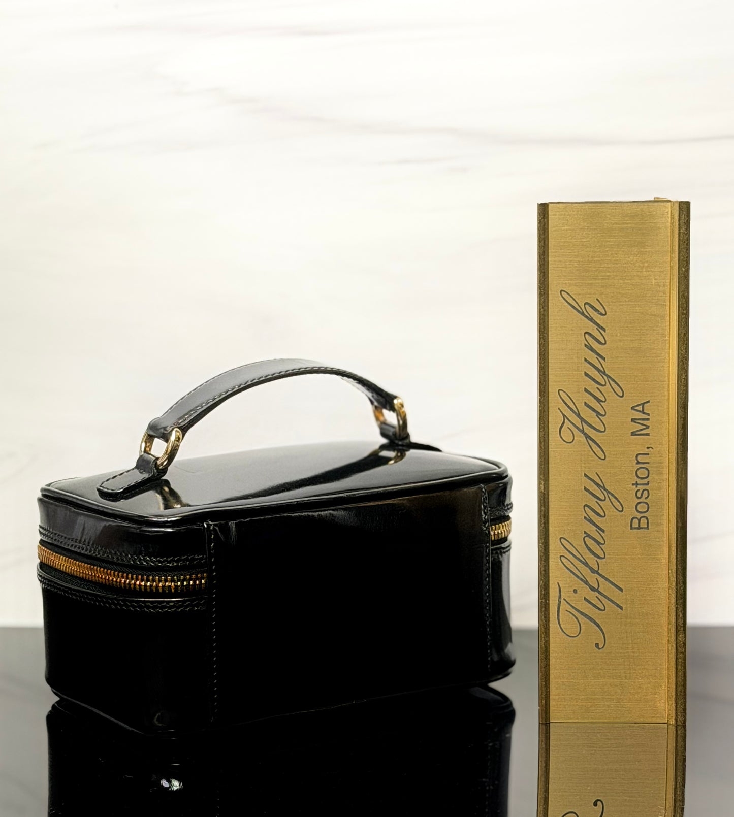 Authentic Gucci Patent Leather Bamboo Vanity Case