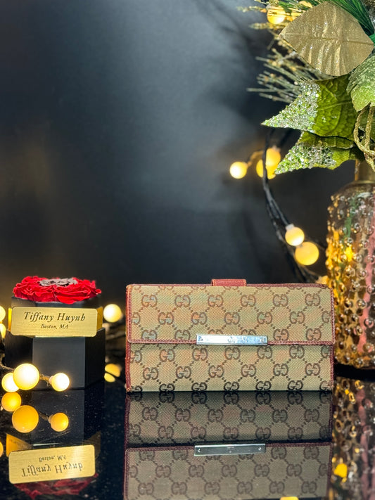 Authentic Gucci Monogram Continental Flap Wallet