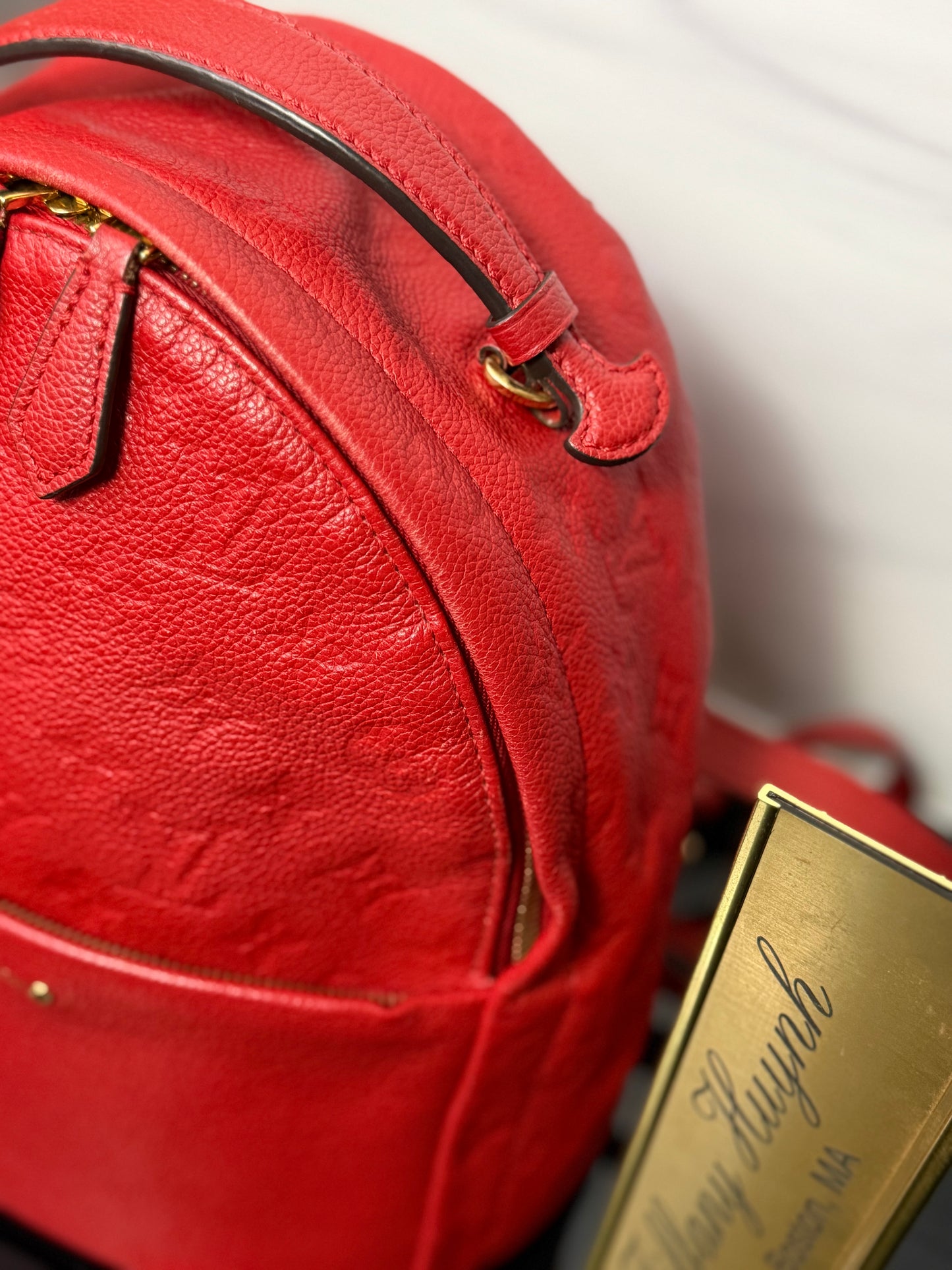 Authentic Louis Vuitton Cerise Monogram Empreinte Sorbonne Backpack