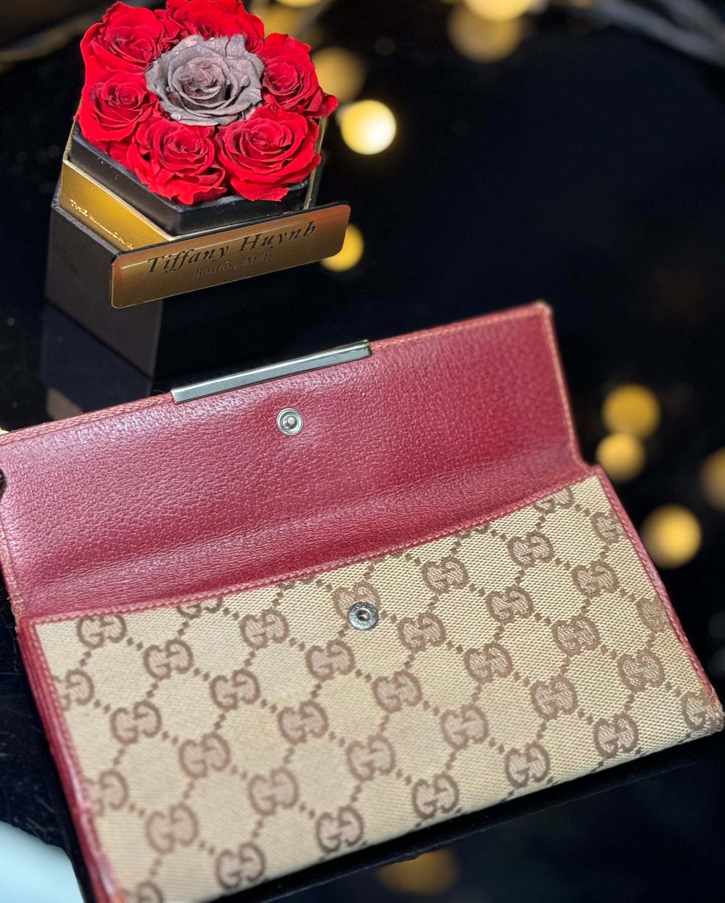 Authentic Gucci Monogram Continental Flap Wallet