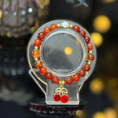 Carnelian Crystal with White Tridacna Shell Handmade Beaded Bracelet
