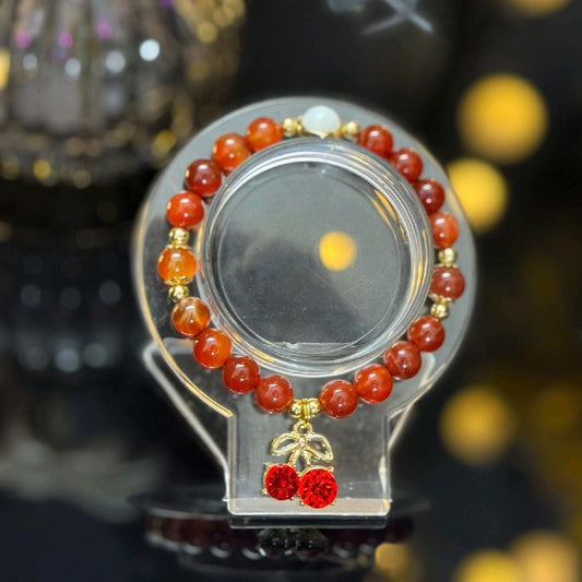 Carnelian Crystal with White Tridacna Shell Handmade Beaded Bracelet
