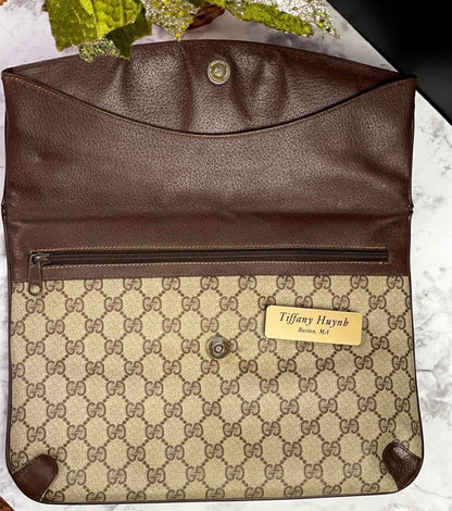 Authentic Vintage Gucci GG Supreme Fold-Over Clutch Bag