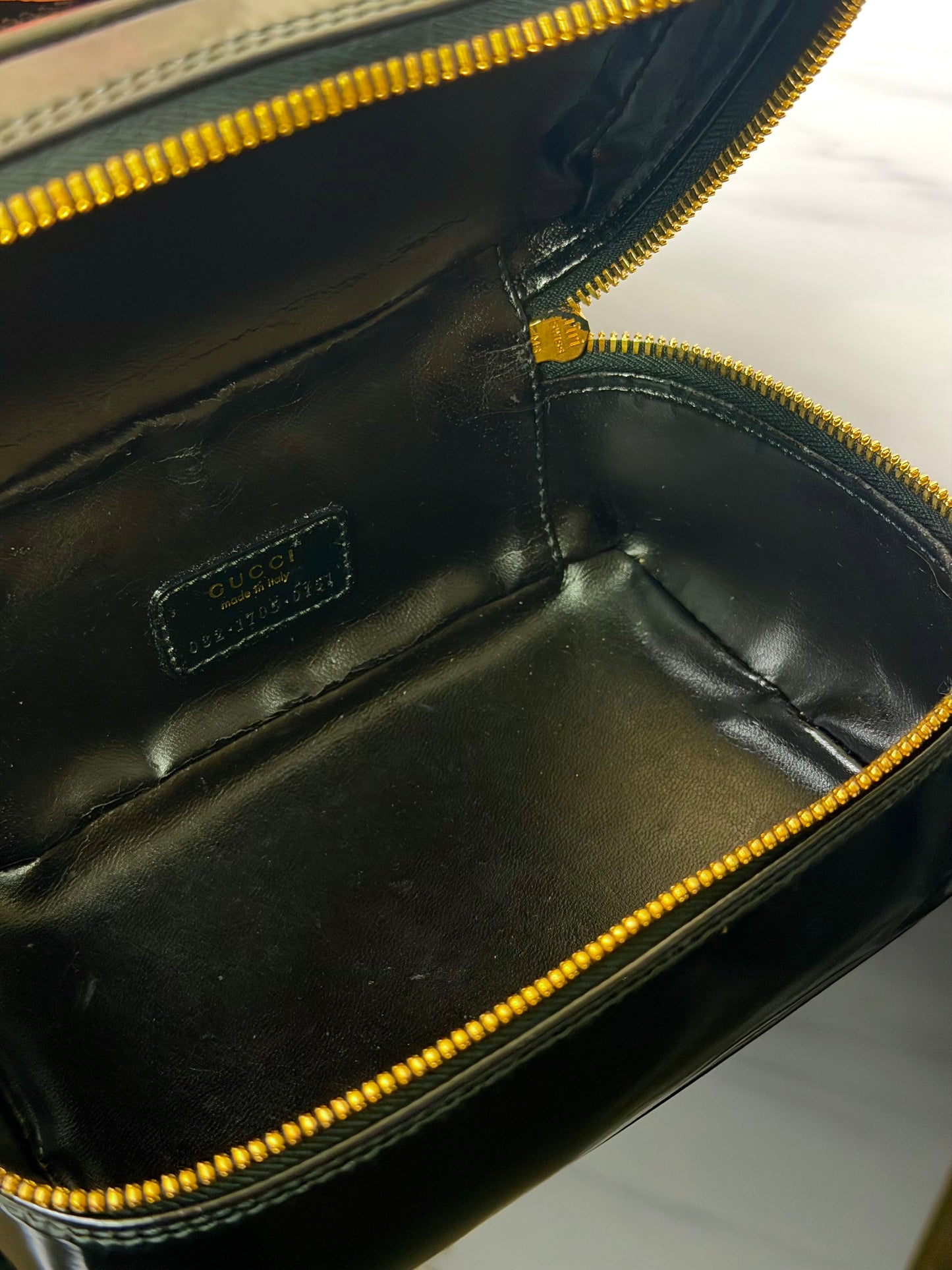 Authentic Gucci Patent Leather Bamboo Vanity Case
