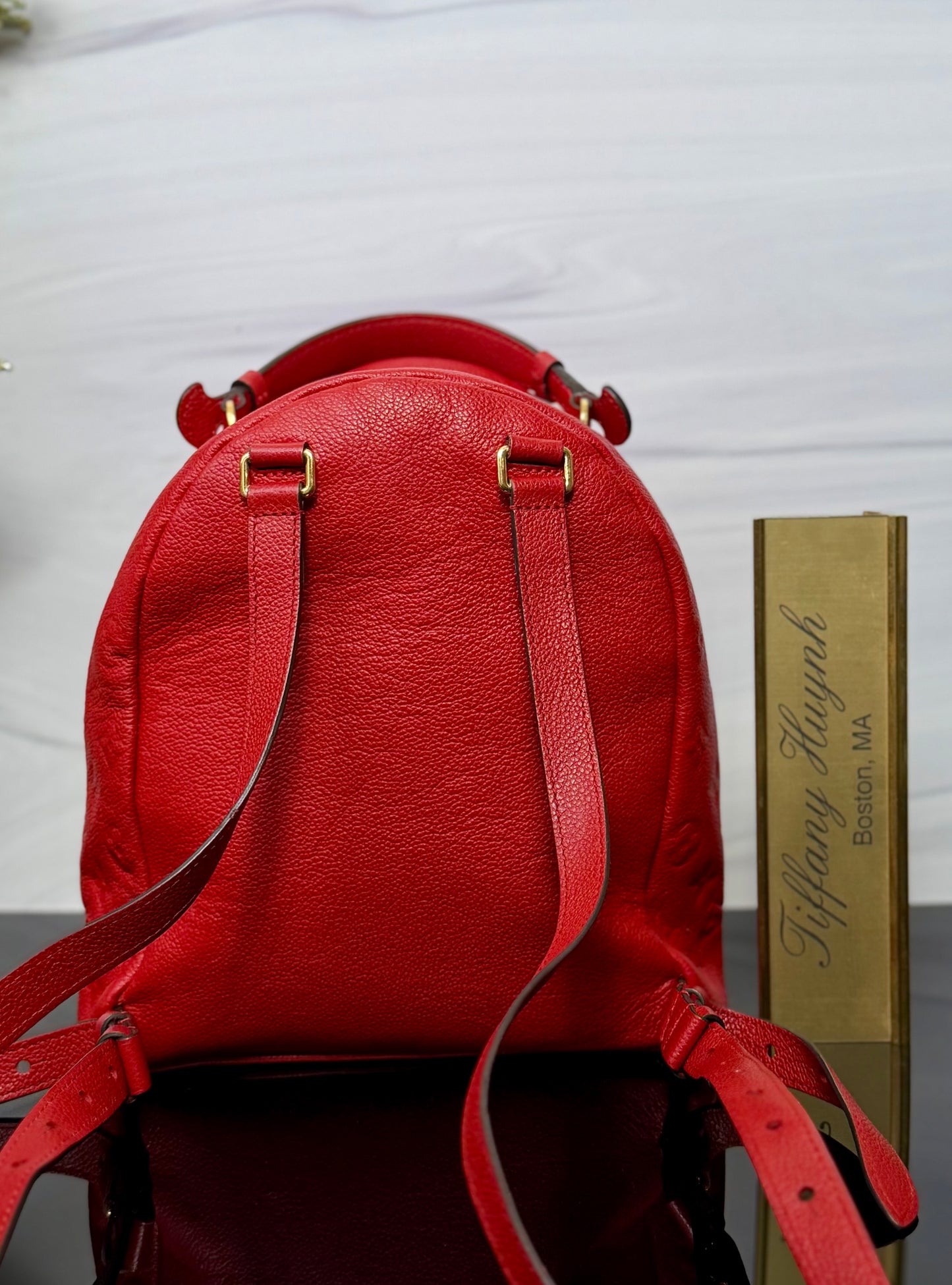 Authentic Louis Vuitton Cerise Monogram Empreinte Sorbonne Backpack