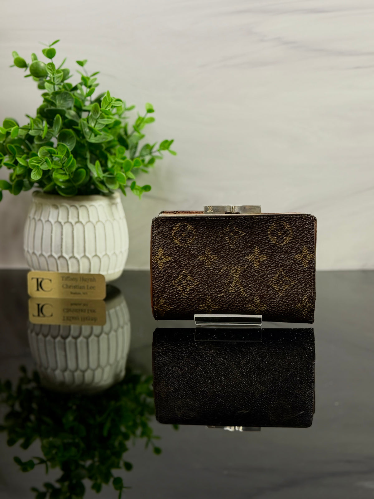 Vintage Louis Vuitton Monogram French Purse Kiss-Lock Wallet