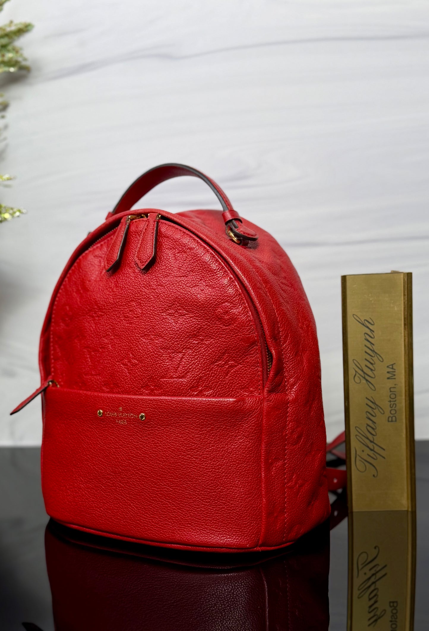 Authentic Louis Vuitton Cerise Monogram Empreinte Sorbonne Backpack