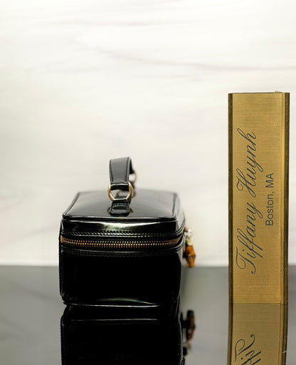 Authentic Gucci Patent Leather Bamboo Vanity Case