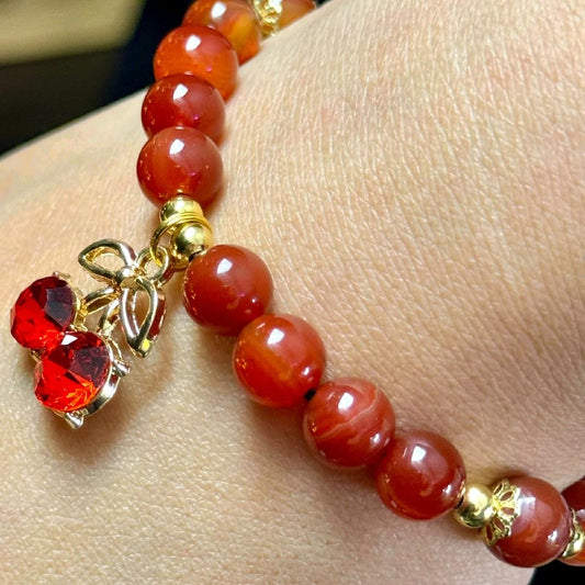 Carnelian Crystal with White Tridacna Shell Handmade Beaded Bracelet