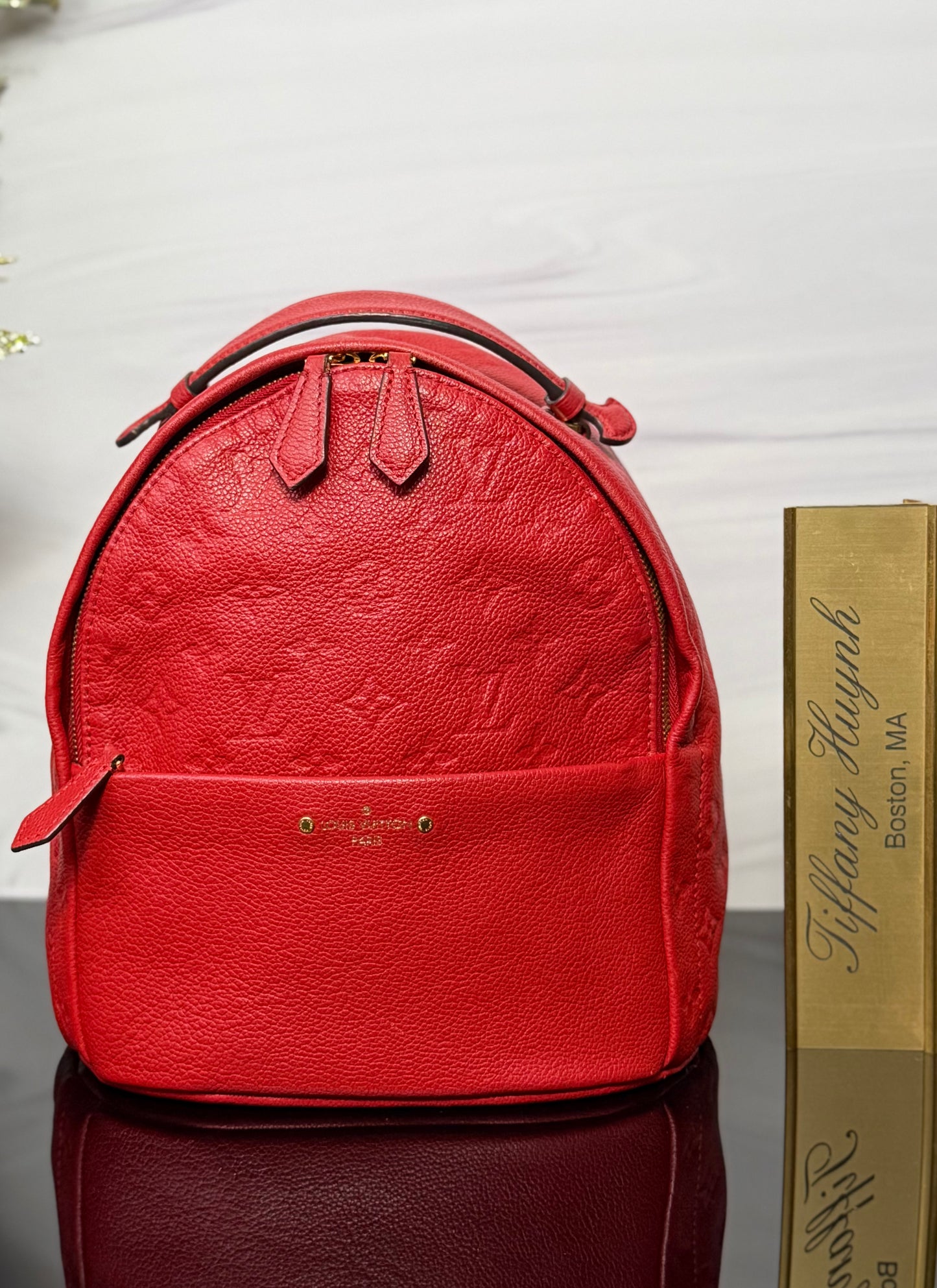 Authentic Louis Vuitton Cerise Monogram Empreinte Sorbonne Backpack