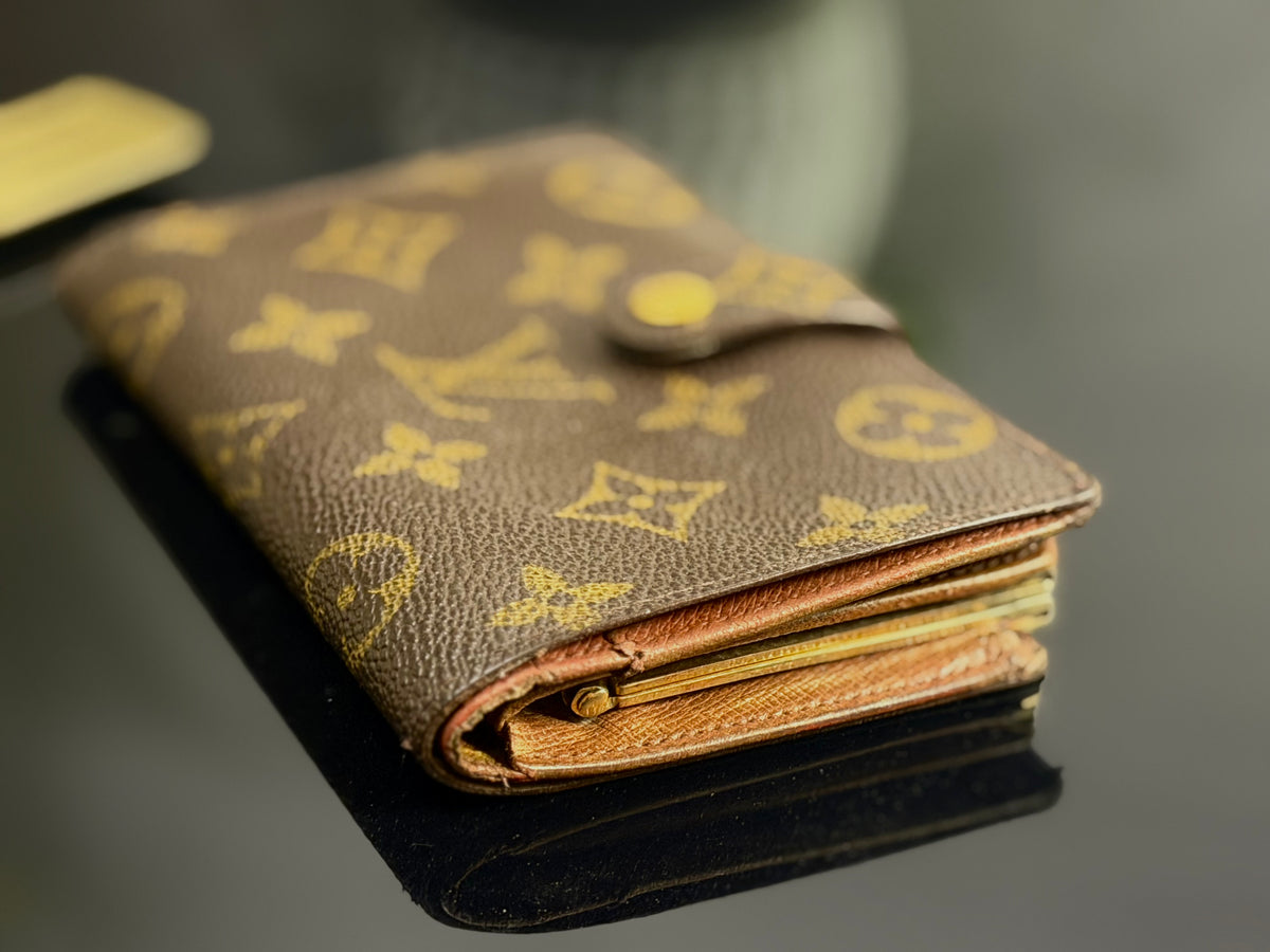 Vintage Louis Vuitton Monogram French Purse Kiss-Lock Wallet