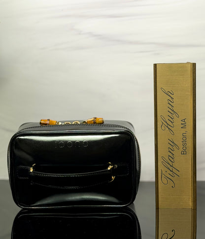Authentic Gucci Patent Leather Bamboo Vanity Case