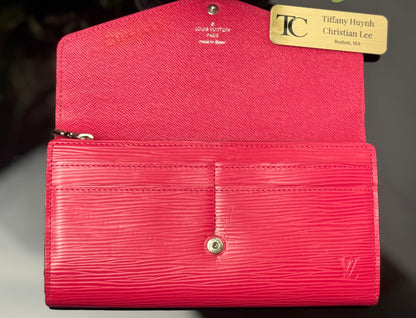 Authentic Louis Vuitton Sarah Wallet Epi Leather | Fuchsia | Made in Spain