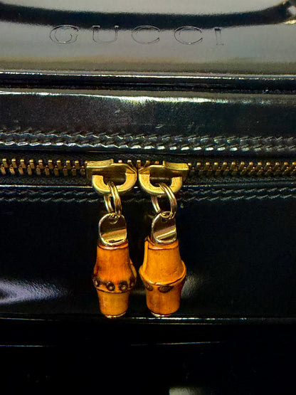 Authentic Gucci Patent Leather Bamboo Vanity Case
