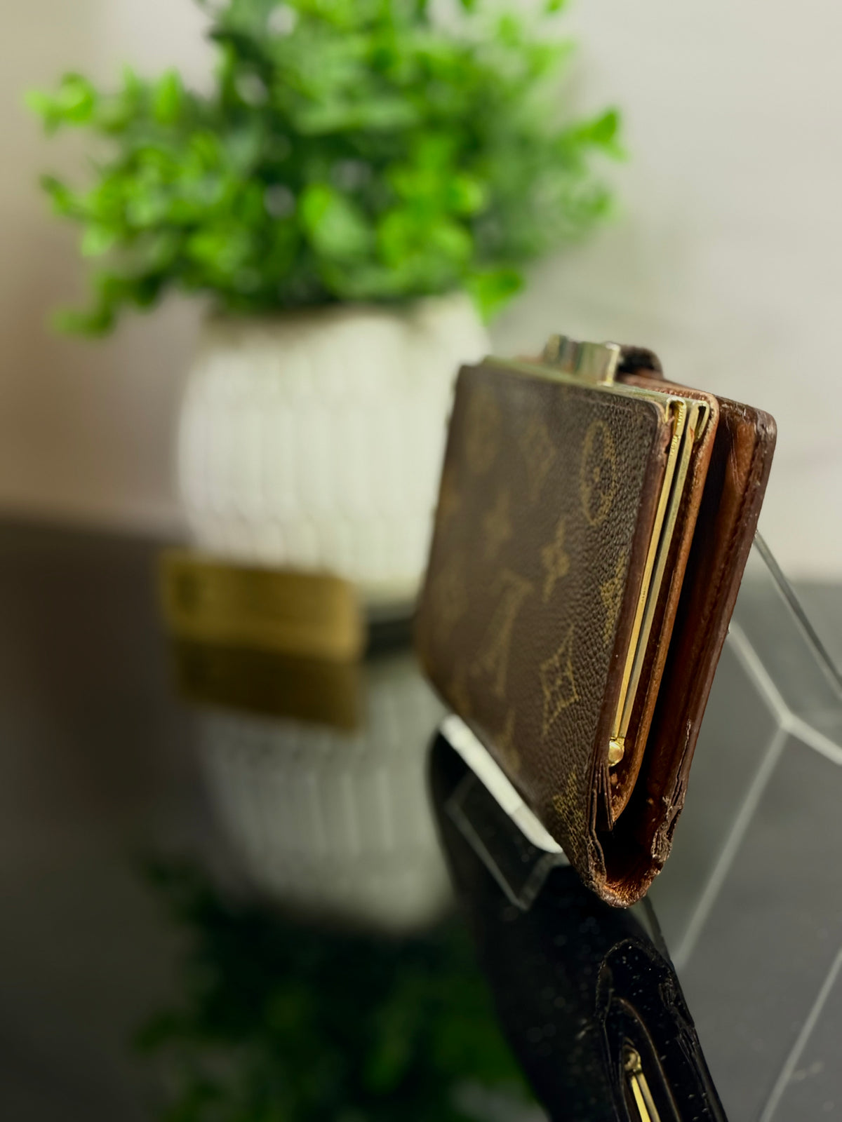 Vintage Louis Vuitton Monogram French Purse Kiss-Lock Wallet