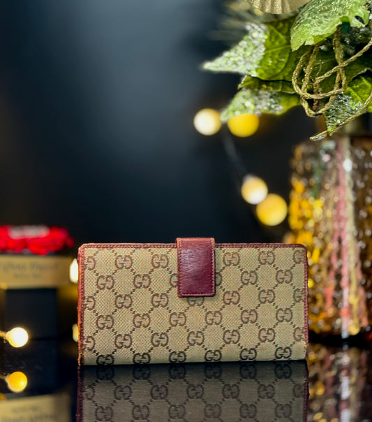 Authentic Gucci Monogram Continental Flap Wallet