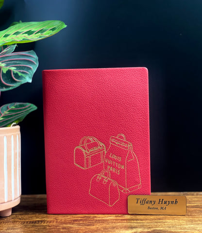 Authentic Louis Vuitton Red Leather Trunks Travel Journal Notebook