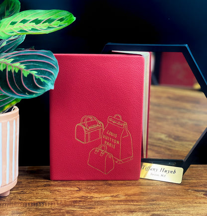 Authentic Louis Vuitton Red Leather Trunks Travel Journal Notebook