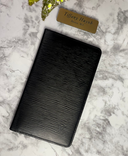 Authentic Black Epi Checkbook Cover