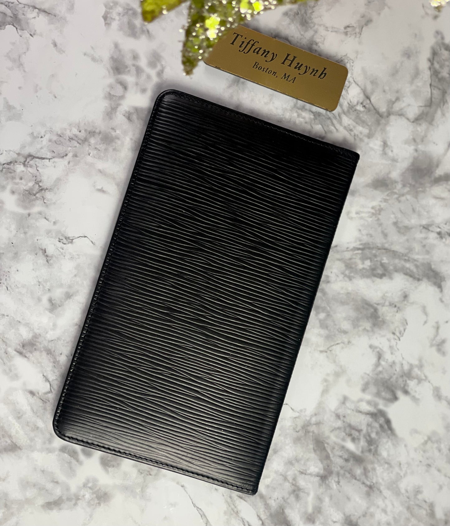 Authentic Black Epi Checkbook Cover