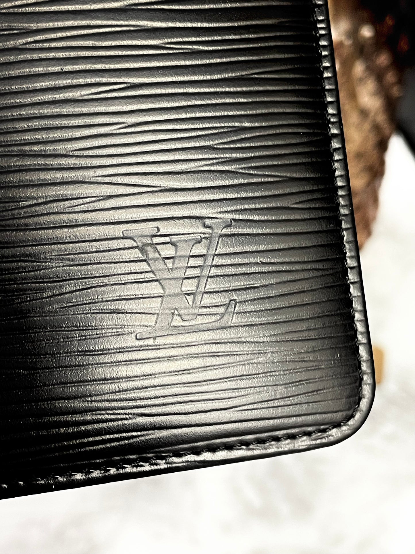 Authentic Black Epi Checkbook Cover