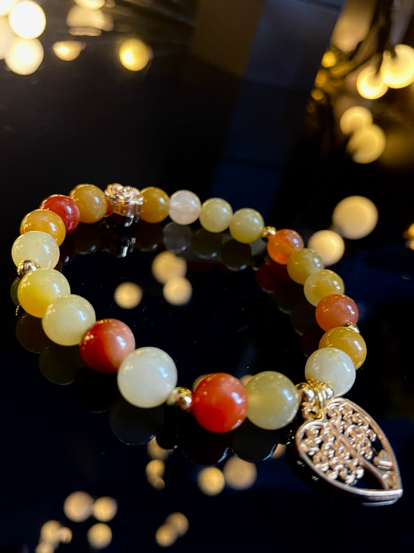 Golden Silk Jade Handmade Bracelet