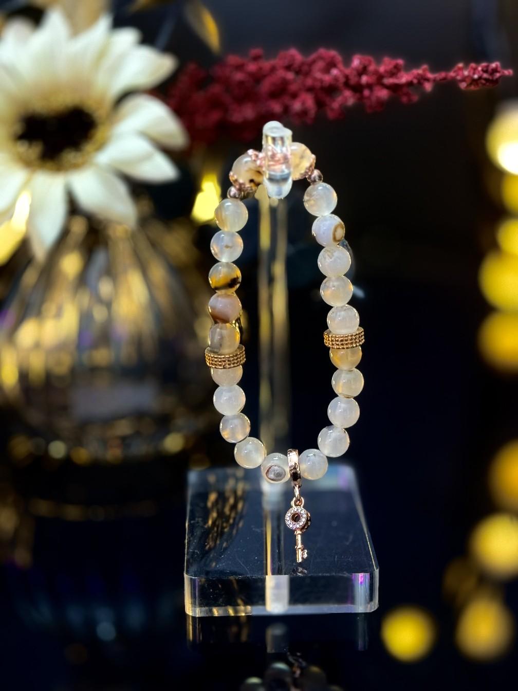 Flower Agate Handmade Beaded Bracelet