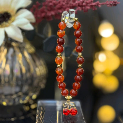 Carnelian Crystal with White Tridacna Shell Handmade Beaded Bracelet