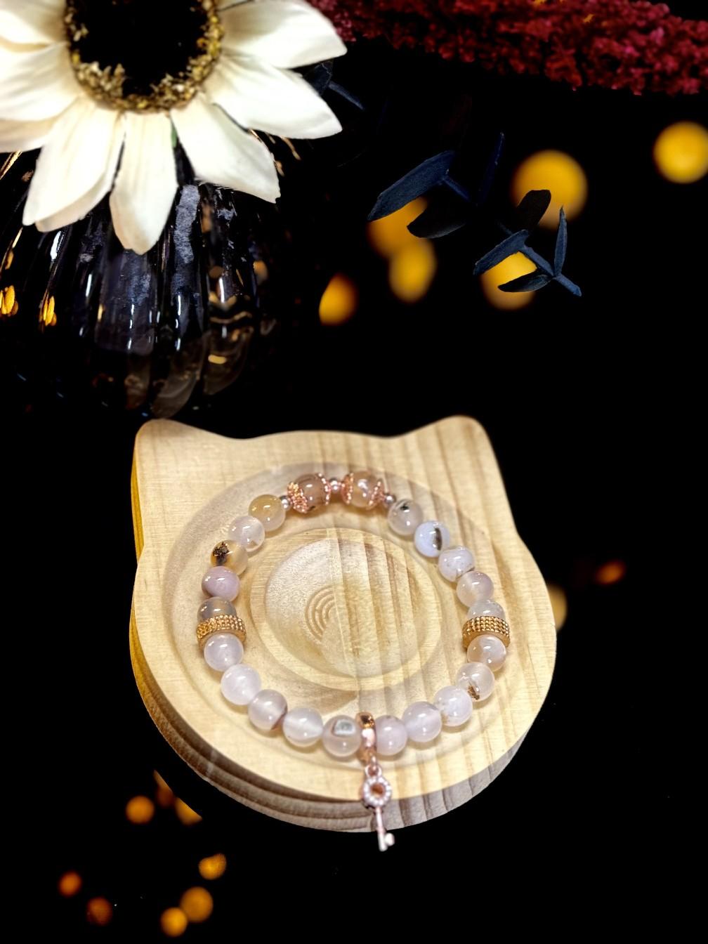 Flower Agate Handmade Beaded Bracelet