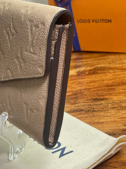 Authentic Louis Vuitton Empreinte Old Model Sarah Wallet Dune Beige