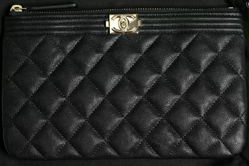 Authentic 20A Chanel Boy Small O Case w/ LGHW