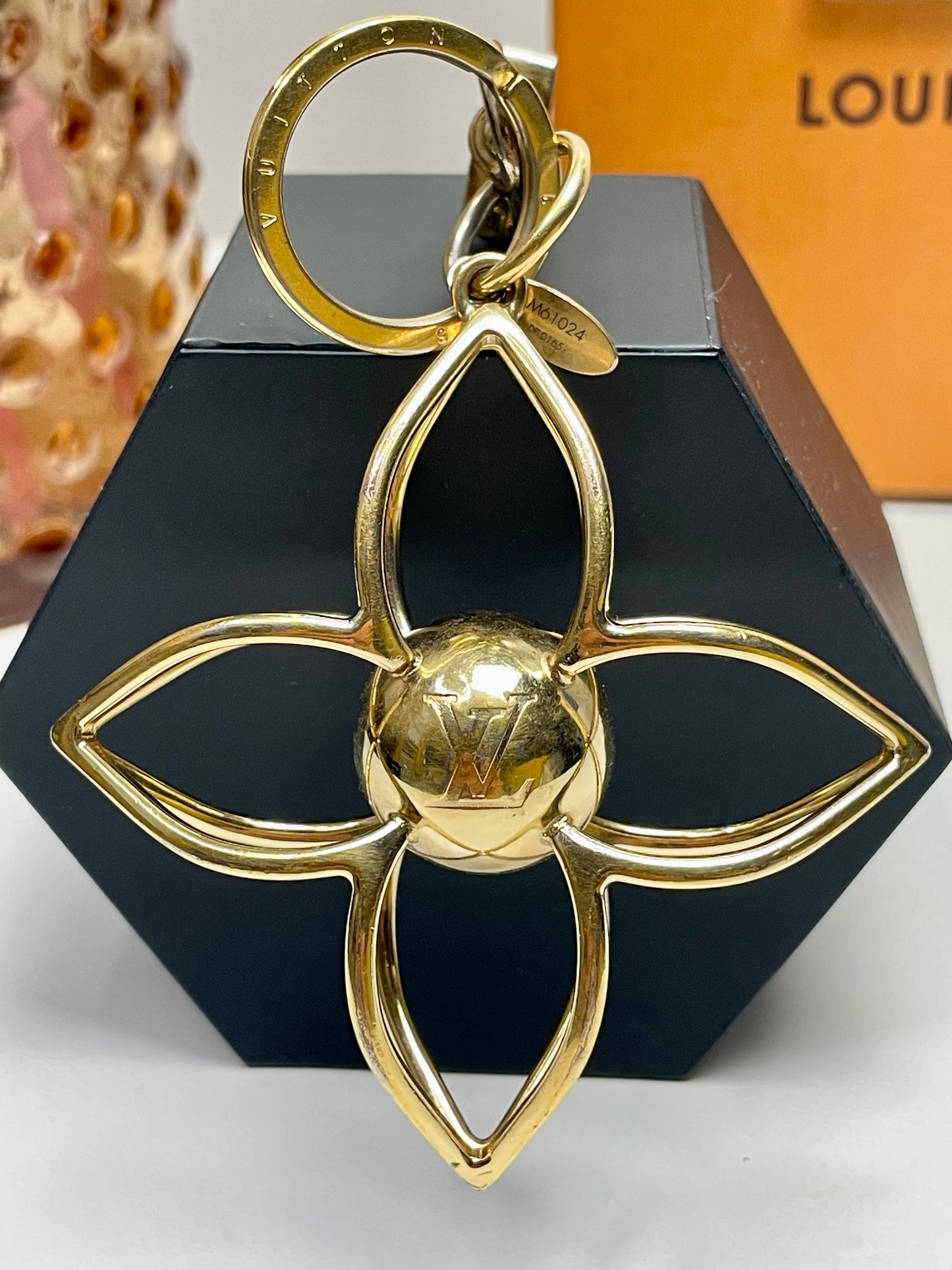 Authentic Louis Vuitton Gold Sphere Bag Charm & Key Holder