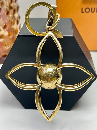 Authentic Louis Vuitton Gold Sphere Bag Charm & Key Holder