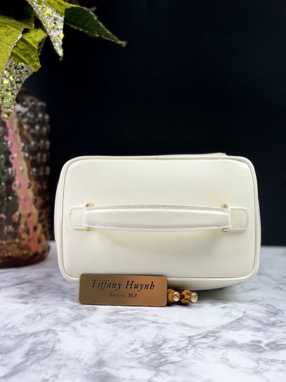 Authentic Vintage Gucci Bamboo Vanity bag in patent white leather