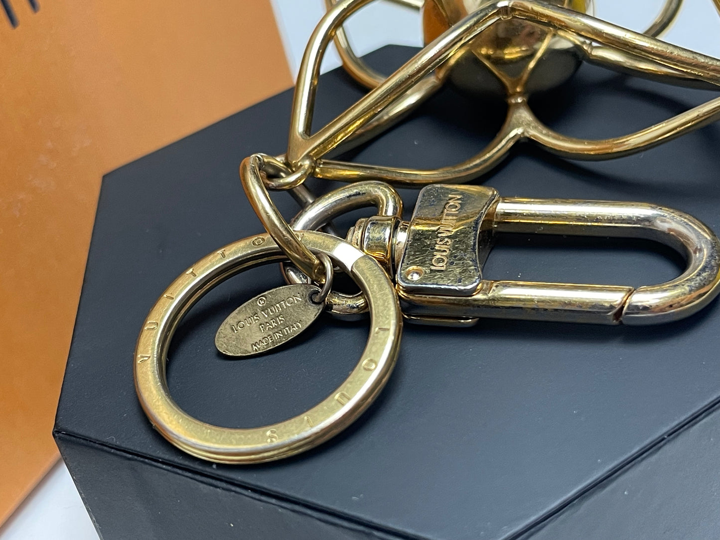 Authentic Louis Vuitton Gold Sphere Bag Charm & Key Holder