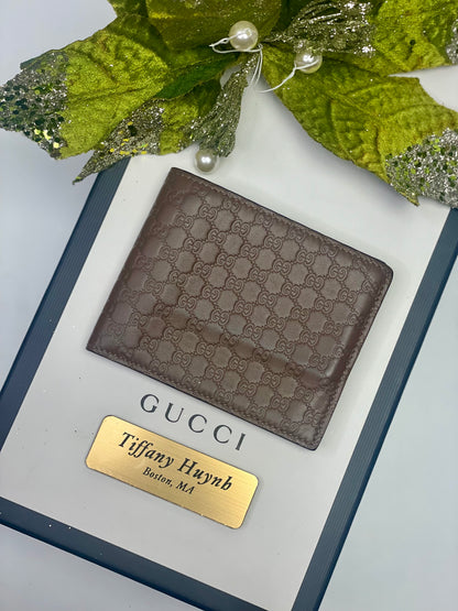 Authentic Gucci Mens Brown Microguccissma Leather Bifold Wallet