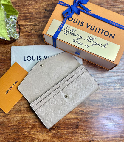 Authentic Louis Vuitton Empreinte Old Model Sarah Wallet Dune Beige