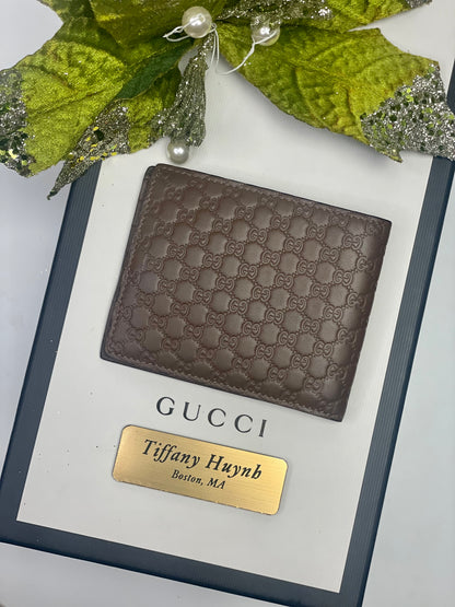 Authentic Gucci Mens Brown Microguccissma Leather Bifold Wallet