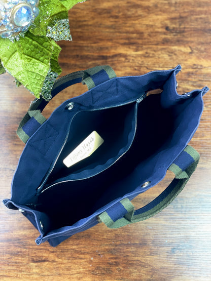 Authentic HERMÈS Paris Vintage Blue Cotton Fourre Tout PM Herline Tote Bag
