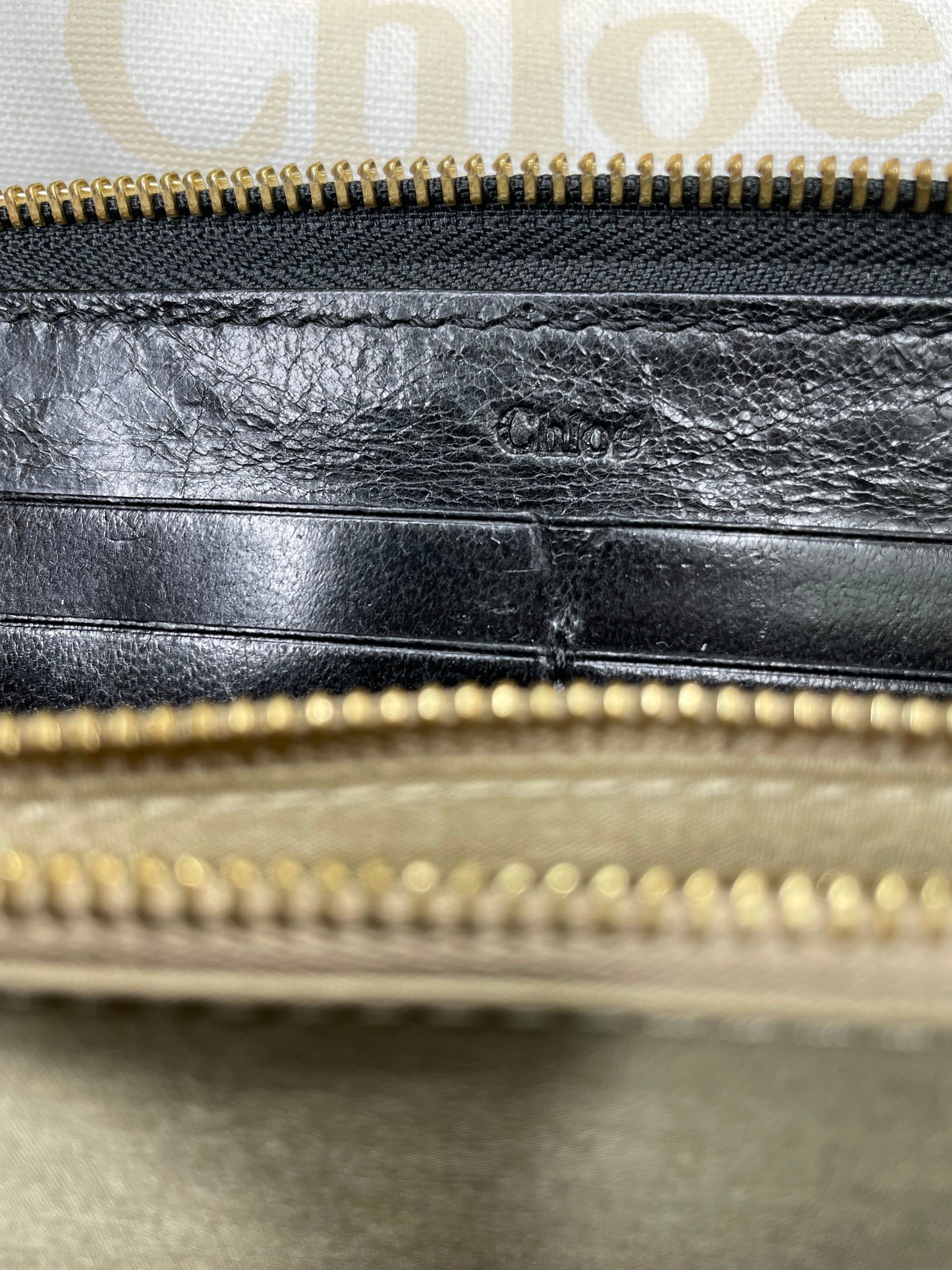 Authentic Chloé Black Calf Leather Zip Around Wallet