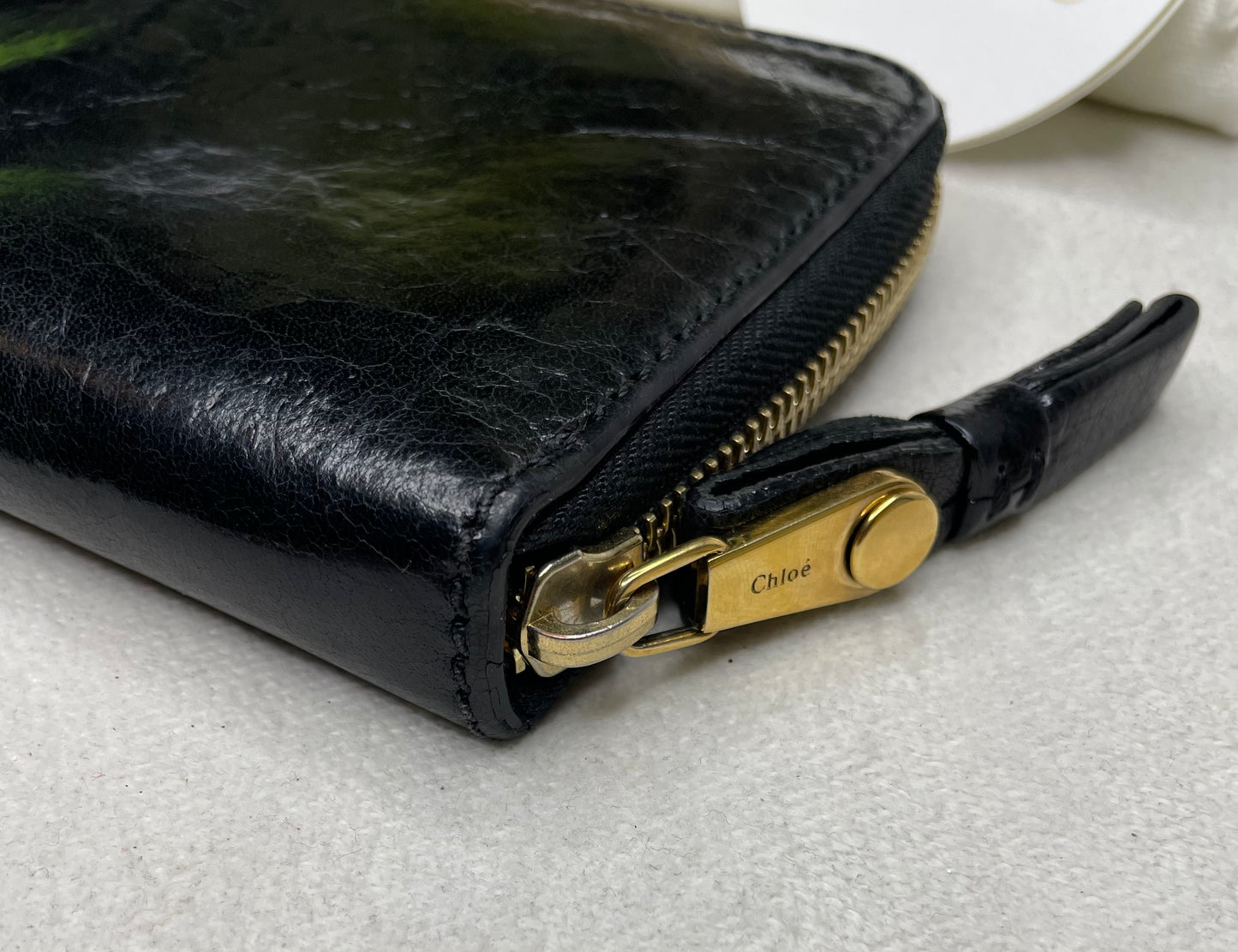 Authentic Chloé Black Calf Leather Zip Around Wallet