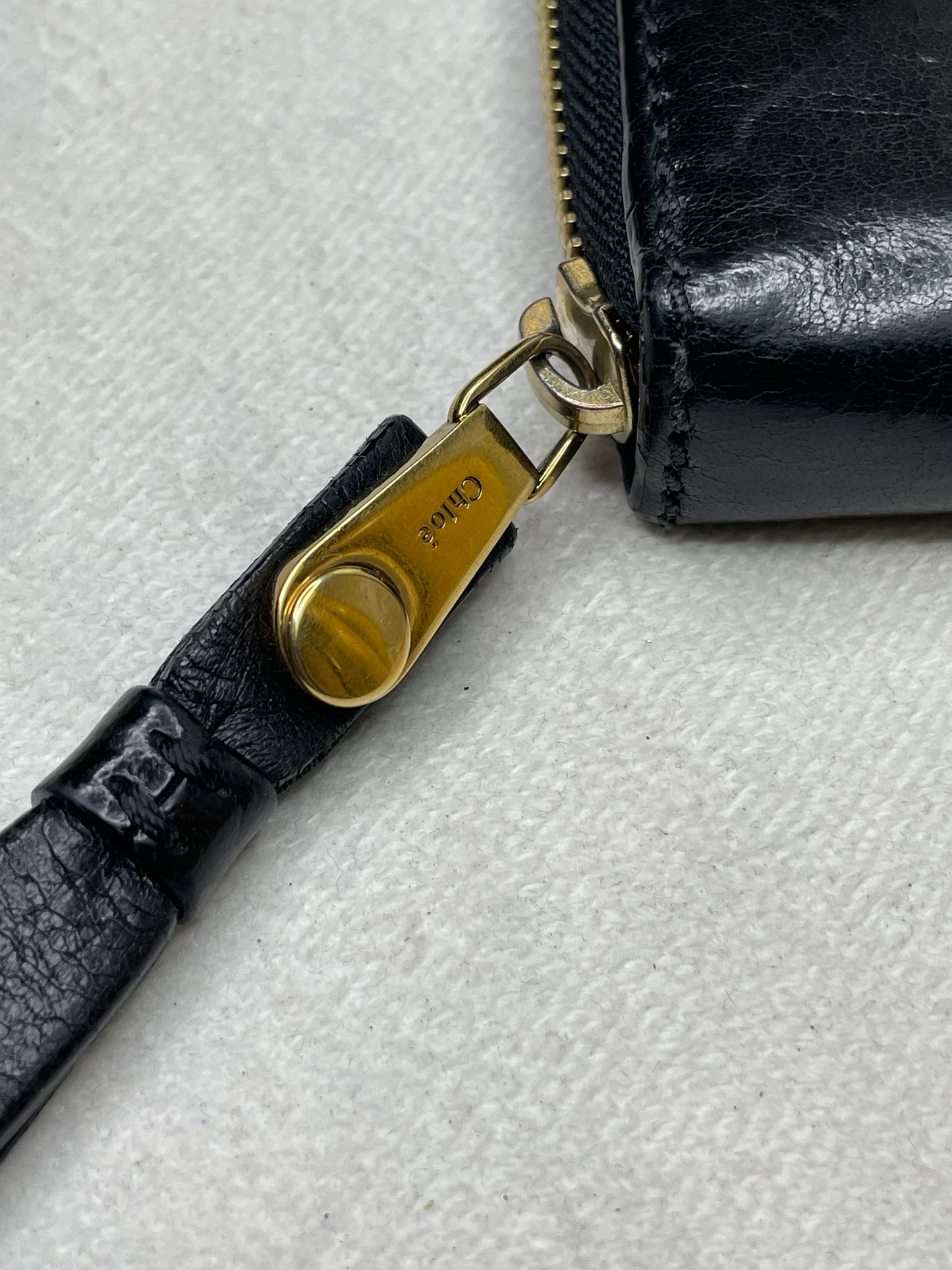 Authentic Chloé Black Calf Leather Zip Around Wallet