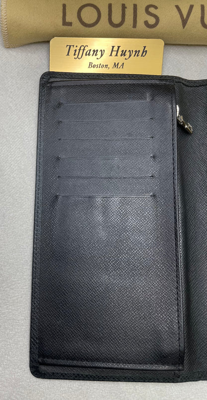 Authentic Louis Vuitton Taiga Leather Brazza Wallet – Noir