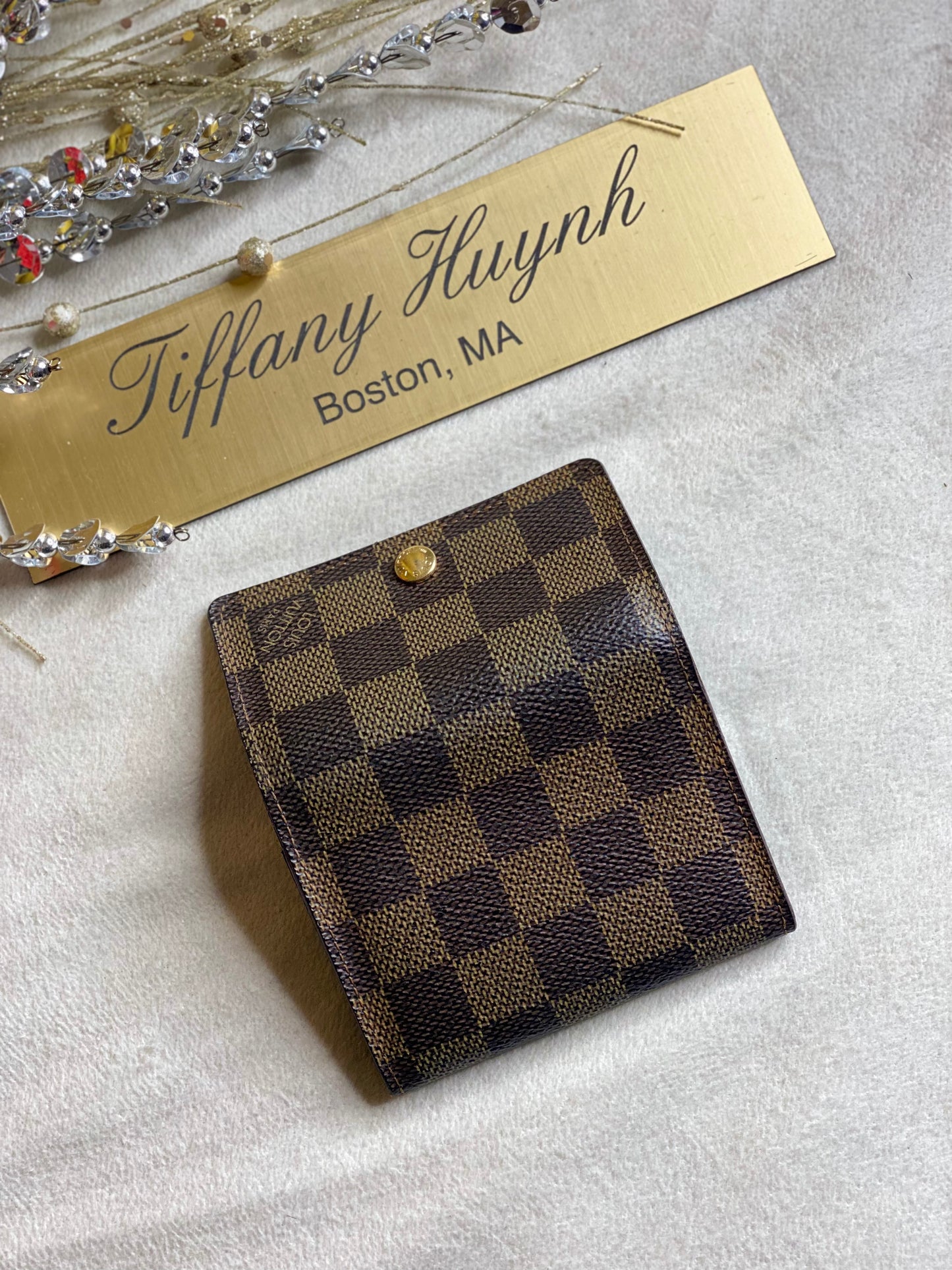 Authentic Louis Vuitton Damier Ebene Porte Monnaie Coin Purse