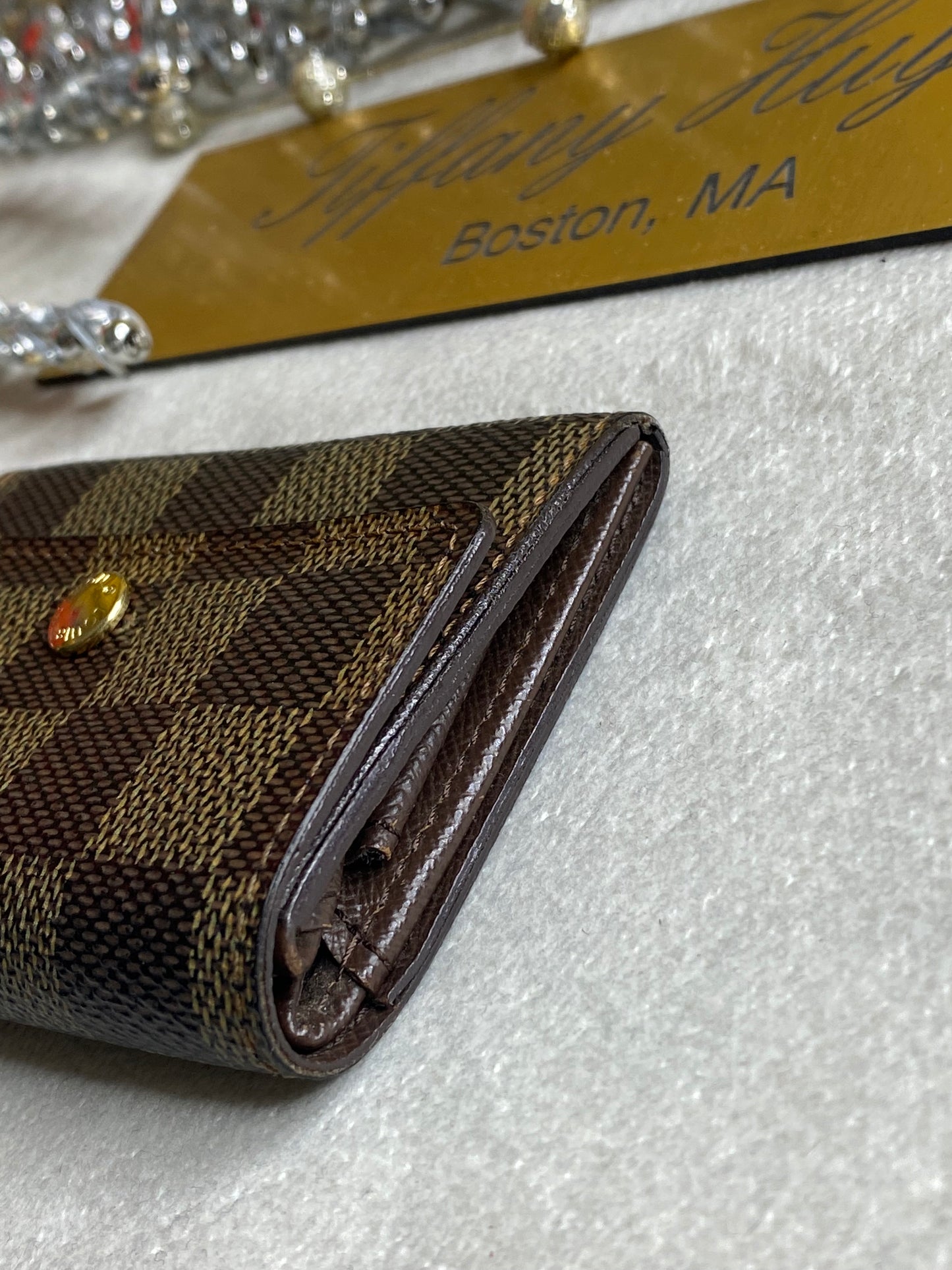 Authentic Louis Vuitton Damier Ebene Porte Monnaie Coin Purse